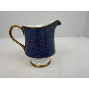 Sango China Aristocrat 3690 Creamer Pitcher Cobalt Blue Gold Filigree‎ Japan